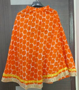 Pretty White And Orange Coloured Lehenga