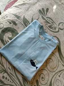 Light Blue T-Shirt with Cute Cat Design