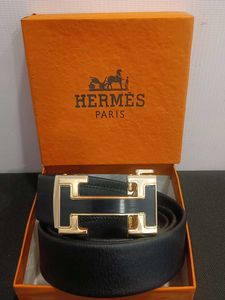 Hermes Paris Black Leather Belt