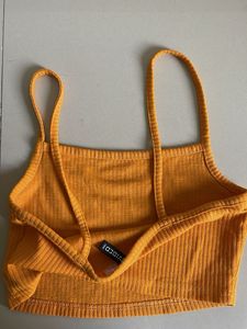 Ribbed Orange Spaghetti H&amp;M Crop Top