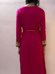 Magenta Long Suit Full Sleeves With Shell Belt