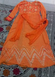 Orange Kurta Set with Red Inner