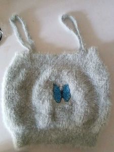 Fuzzy Butterfly Crop Top