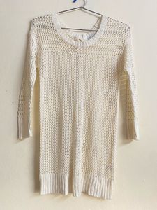 Cream Crochet Knit Sweater
