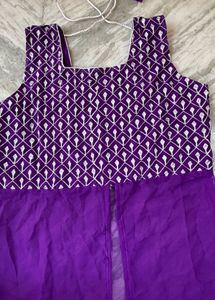 Purple Ethnic Gown with Embellished Neckline