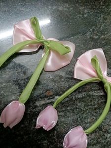 Handmade Pink Tulip Hair Clips
