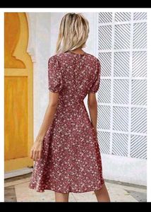 Floral Print V-Neck Midi Dress