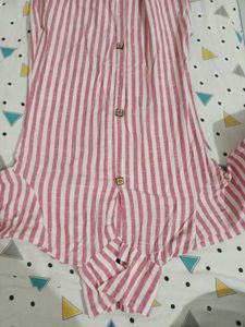 Pink Striped cotton Kurta Set