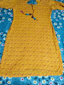 Yellow Printed Kurta