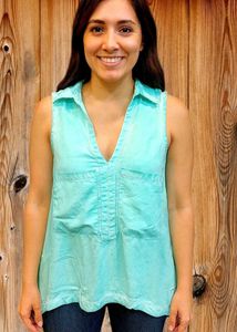 Stylish Sleeveless Turquoise Top