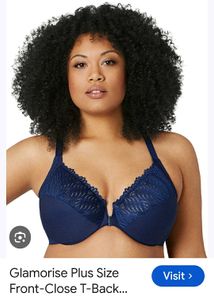 Glamorise Elegant Lace Trim Bra - Navy Blue