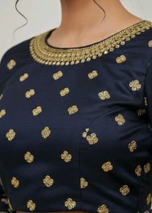 Navy Blue Beautiful Embroidery Design Blouse