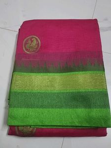Elegant Pink & Green Silk Saree