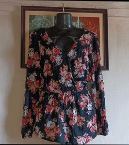 Floral Print Long Sleeve Romper