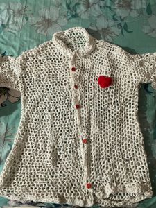 White Crochet Heart Tunic &amp; Dress Set couple dres