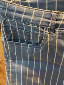 Blue &amp; White Striped Denim Shorts
