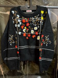Korean trendy Floral Embroidered swater