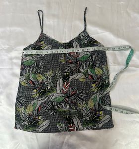 IMPORTED Tropical Print Cami Top with Zipper Detai