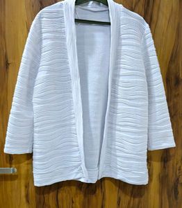 White Textured Knit Cardigan