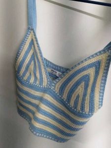 Crocheted Beach Striped Crop Top
