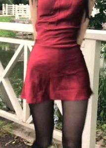 Elegant Wine Red Satin Slip Dress