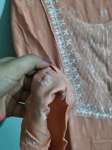libas Peach Embroidered Kurta