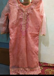 Peach Pink Organza Suit