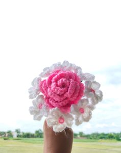 Sale🔥Combo Of Pink Rose And Forget Me Not Flower
