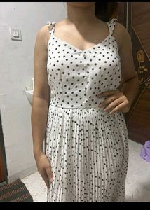 Polka Dot Pleated Midi Dress
