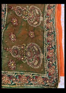Exquisite Orange Embroidered Saree