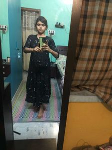 Black Printed Maternity Gown