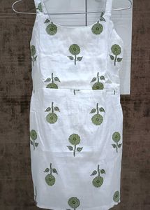 White short Kurti with Floral Print