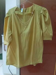 Stylish Yellow Tunic with Gold Chain Detail