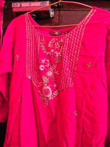 Red Embroidered Kurta Set with dupatta