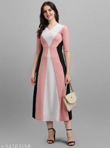 Stylish Color Block Midi Dress