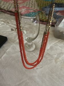 Crystal Orange Beaded Necklace