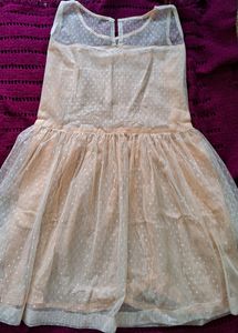 Girl's Cream Colour Net Frock