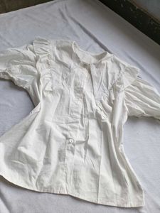 Vintage White Ruffle Collar Shirt