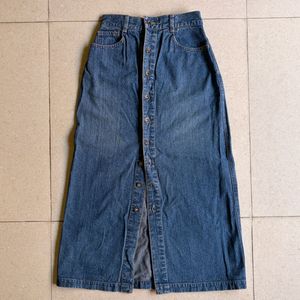 Denim Button-Down Maxi Skirt