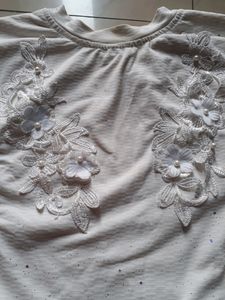 Denim hot Pant and white top with Knot