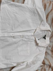 White Cropped Shirt with Balloon Sleeves BRAND NEW