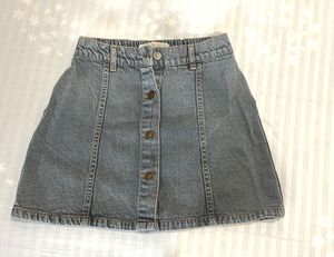 Denim Button-Front Skirt