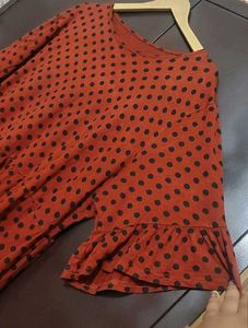 Rust Color Top Black Polka Dots For 42 Bust