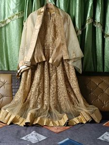 mastani anarkali  dress all over golden colour loo