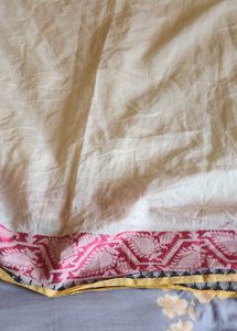 kota doria Elegant Cream Saree with Red Border