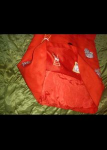 red korean Embroidered dress skater