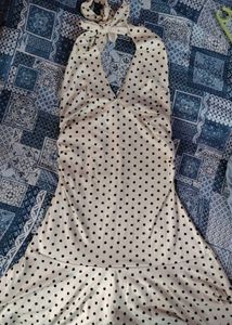 Chic Polka Dot Halter Mini Dress.
