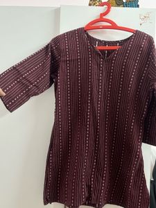 Maroon Printed Short Kurti