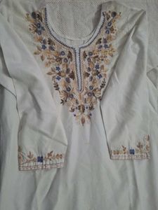 Embroidered White Kurta