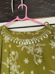 Olive Green Floral Dress